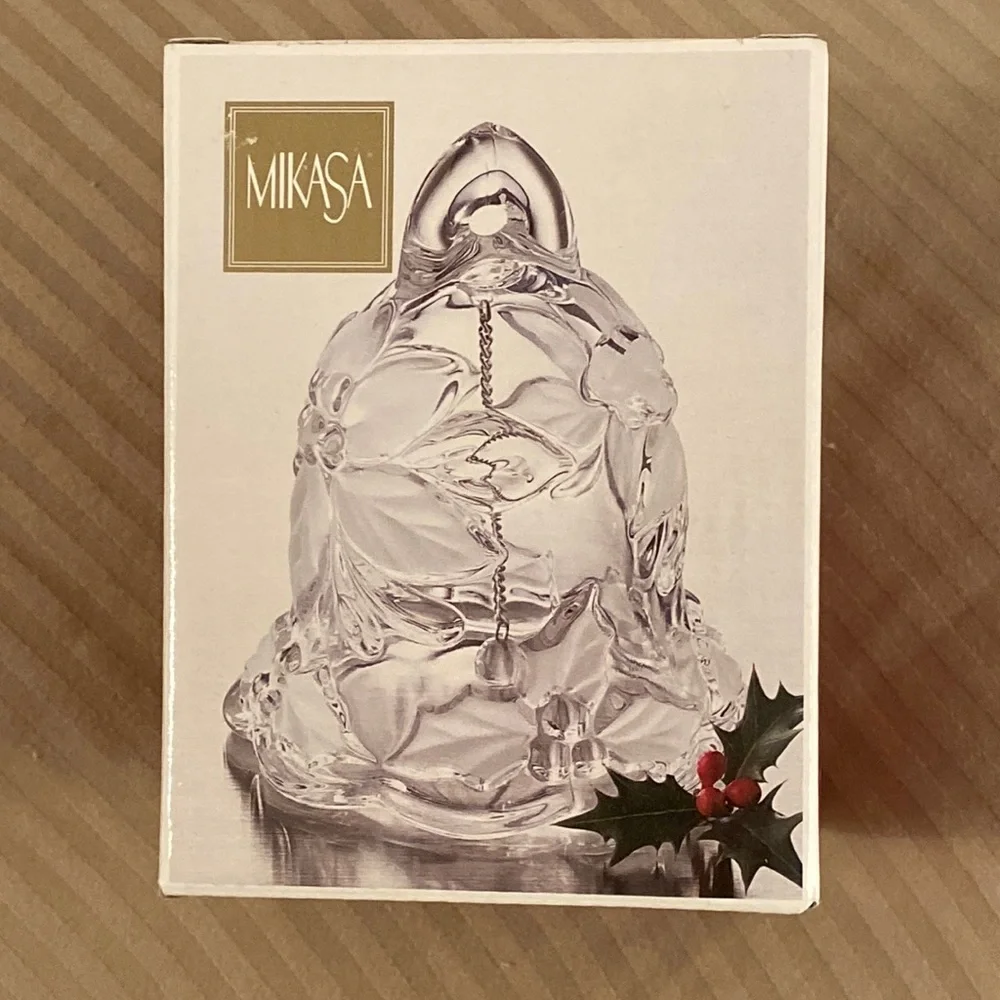 Vintage Mikasa festive poinsettia fine frosted and clear crystal bell German